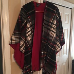 Fleece plaid cape